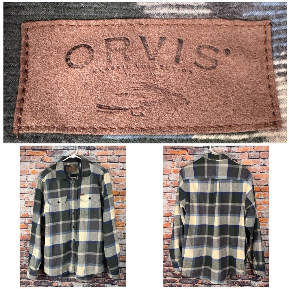 Orvis Big Brother Heavyweight Flannel Blue Plaid Gorpcore Medium